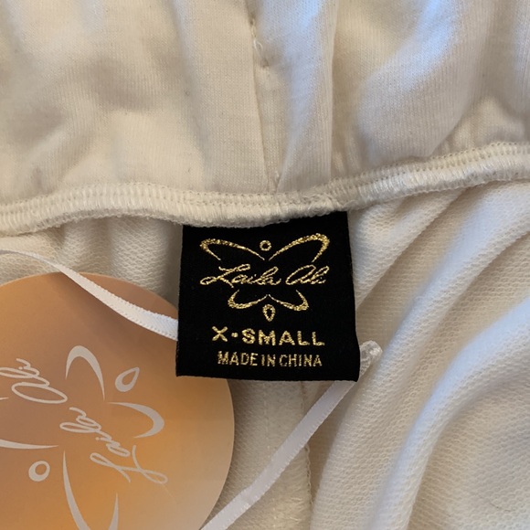 Laila Ali pull on high waisted sweatpants cream 30.5” long wide leg - Picture 8 of 11